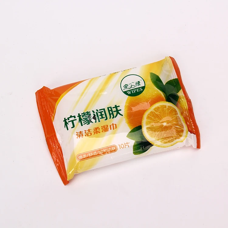 Wholesale spunlaced non-woven lemon cotton wet wipes for restaurant