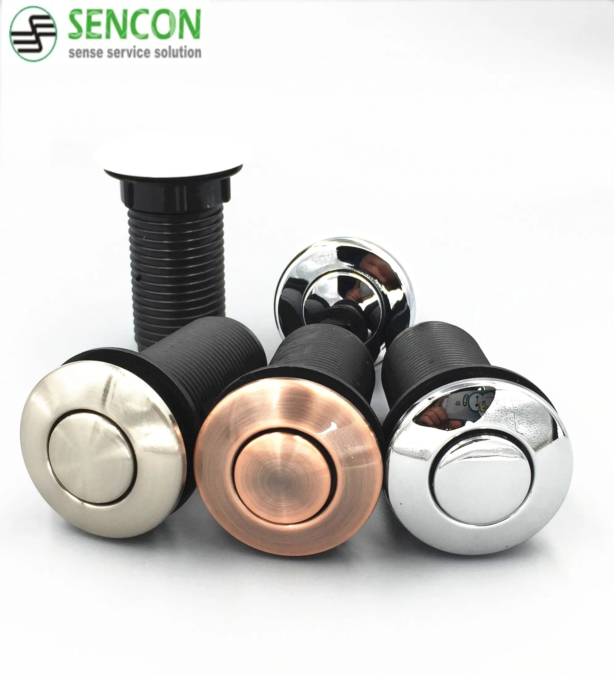 Chrome ,Nickel Brush,Oil Rubbed Air button ,SAB for food waste disposer and Spa air switch button