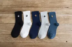 Оптовая продажа, мужские короткие носки из бамбукового волокна, кленовые носки с вышивкой для мужчин