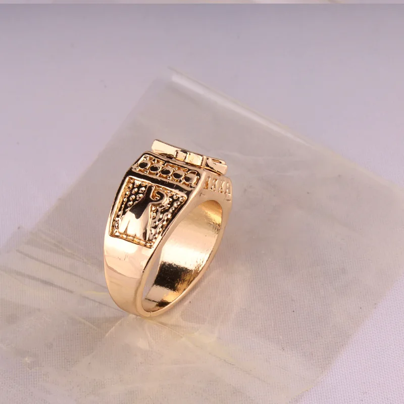 Men Masonic Ring 18K Gold Plated 316L Stainless Steel With Vintage Master Gold Biker for men