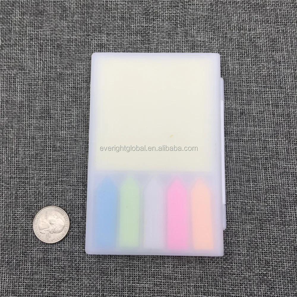 
T0050 Low MOQ Sticky paper note pad set packed in a clear white plastic box for promotional event with high quality 