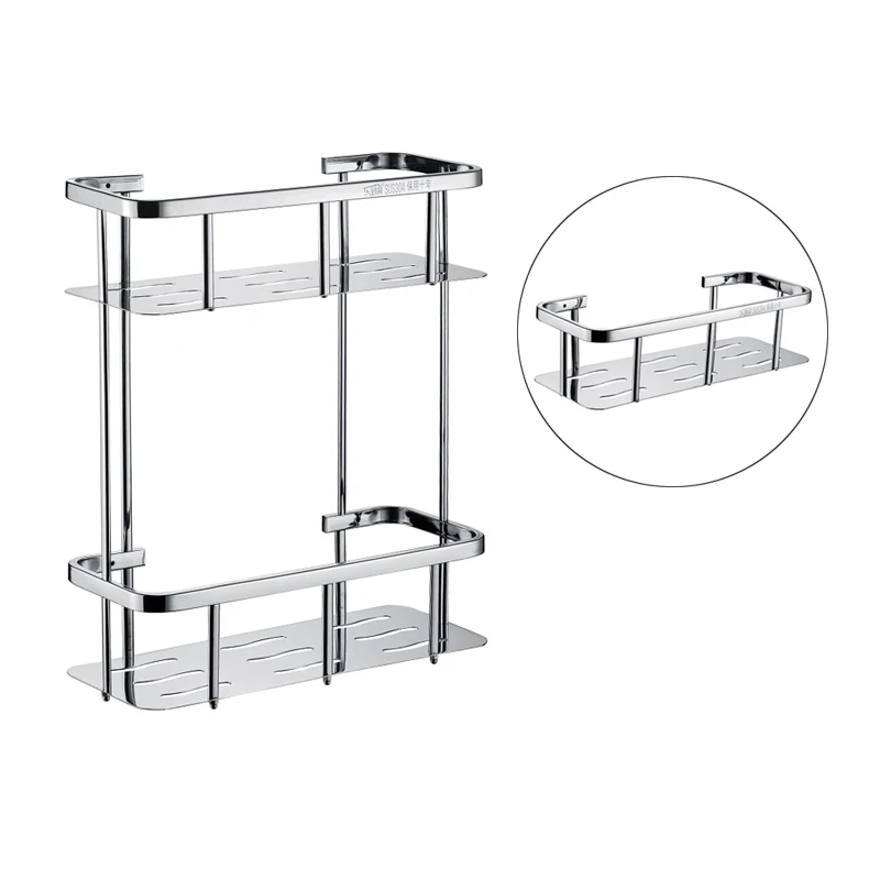 Stainless steel storage rack bathroom rack double - layer commodity shelf 304 wall-mountd sanitary rack