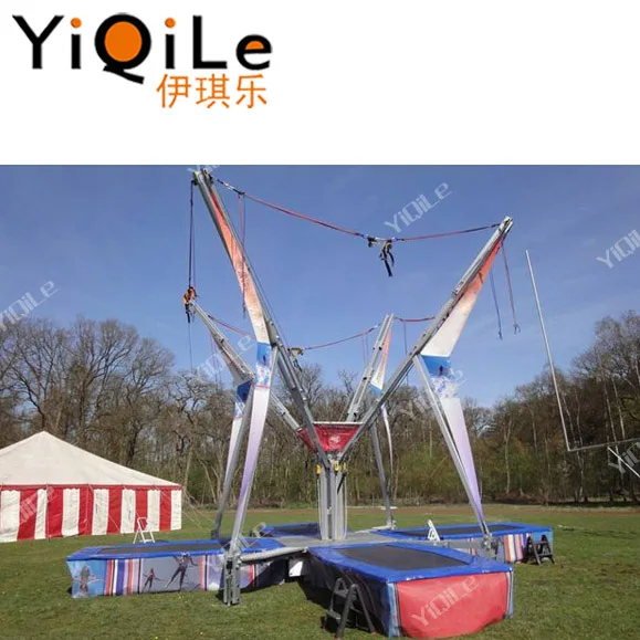 hot sale 4 in one mobile bungee trampoline on trailer, cheap trampoline for sale