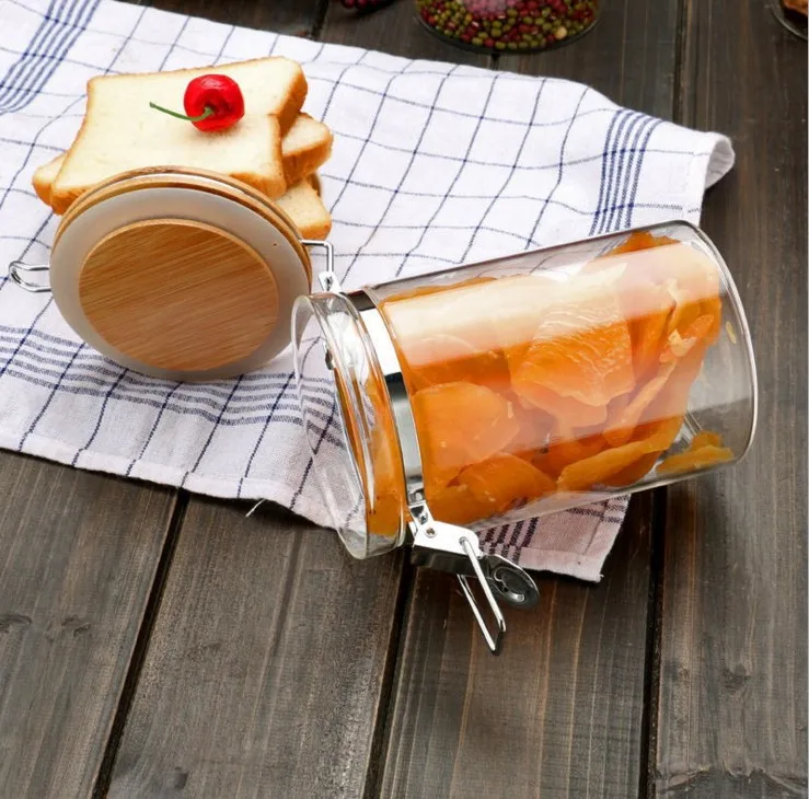 Sealed Food Storage Canisters for Tea, Coffee, Spices, Cookies, Sugar - Glass Jar with Bamboo Lid