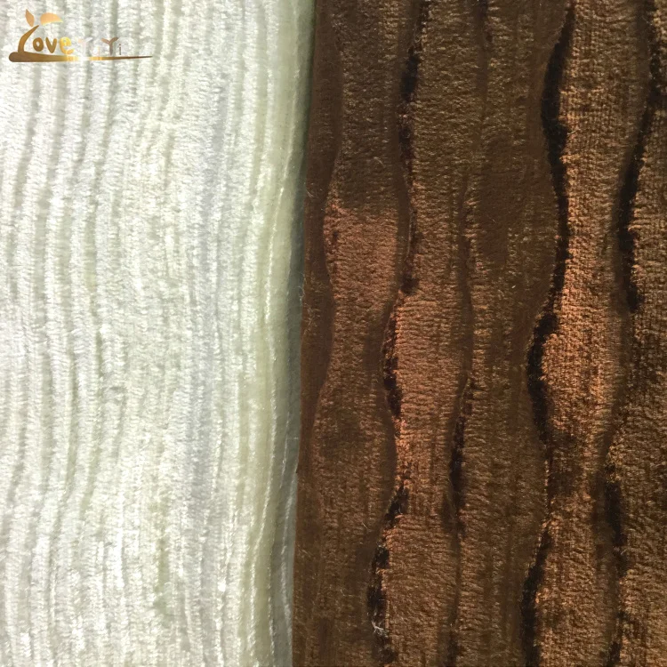 China knitting silk velvet manufacture 100% polyester Velvet fabric for furniture with wave design emboss
