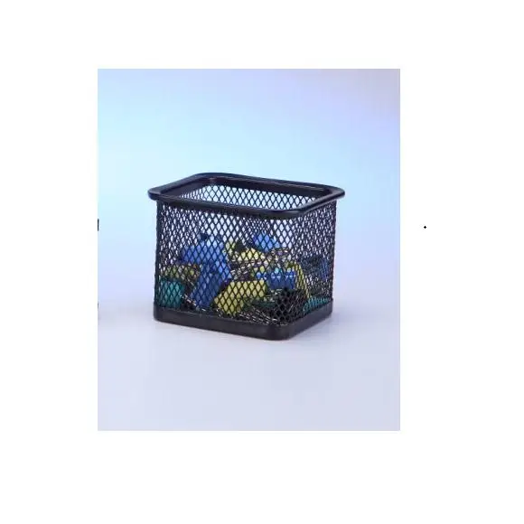 Office desktop accessary square metal wire mesh desk paper clip holder