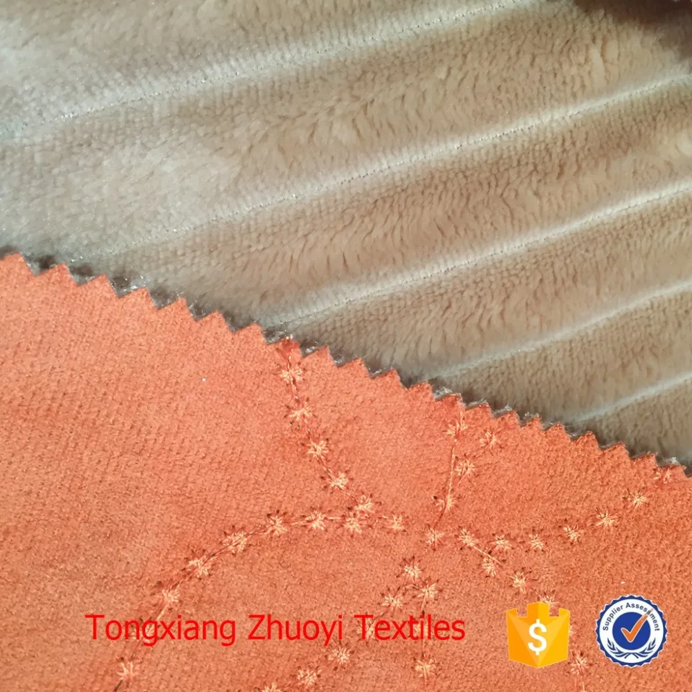 new design embroidery suede bond with fur fabric for garment