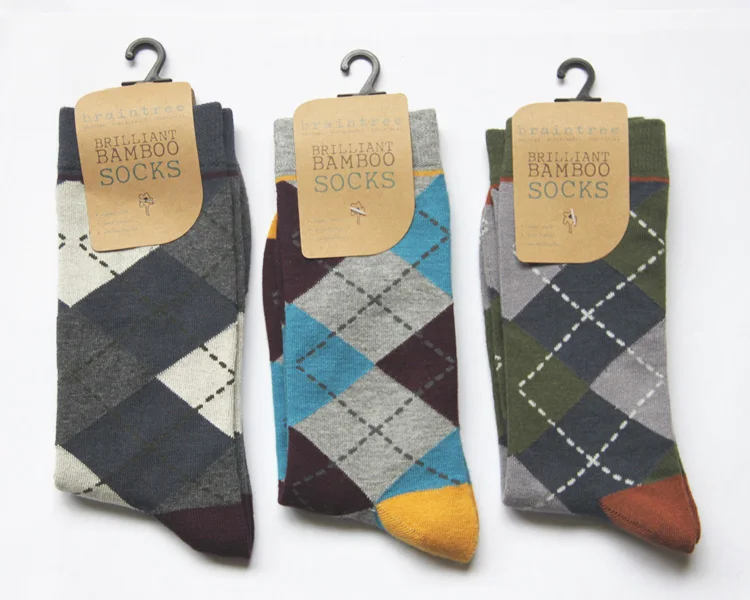 knitted thick cotton mens purple dress socks