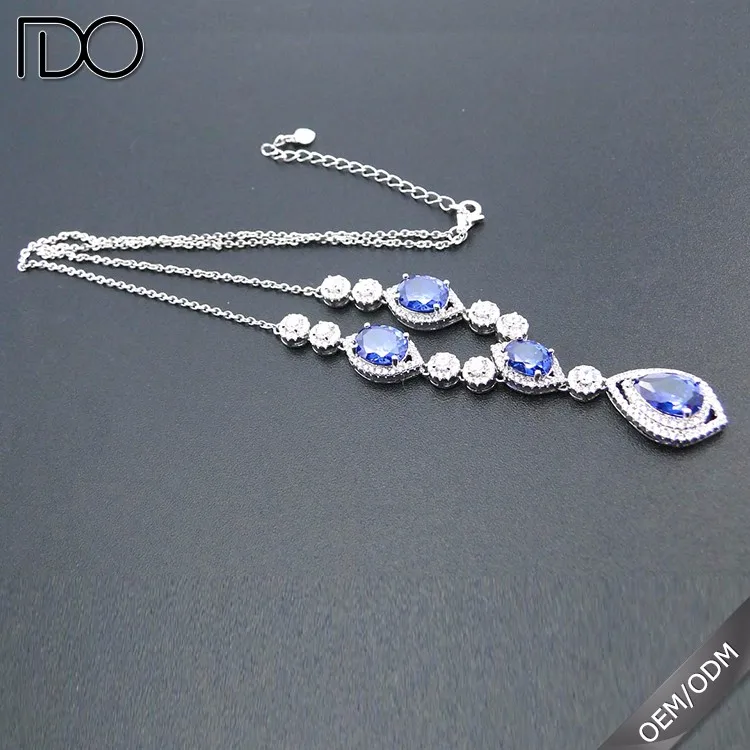 Tanzanite Cz Necklace 925 Silver Blue Tanzanite Gemstone Designs Jewelry Women Gift Necklace