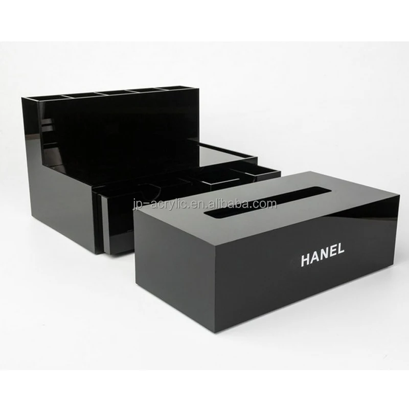 Napkin Tissue Holder Makeup Organizer Custom Black Acrylic Tissue Box