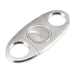 2019 Amazon Hot Sale New Product Silver Round Stainless Steel Metal Handle Double Blade Cigar Cutter Wholesale