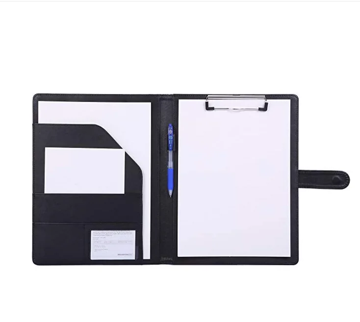 custom pu leather padfolio organizer portfolio folder with letter-sized writing note pad