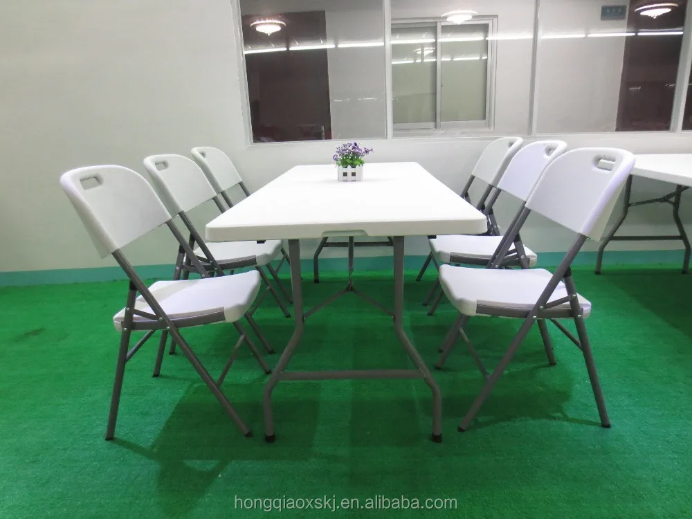 Easy Carry 6foot portable Outdoor lightweight plastic picnic camping suitcase folding table