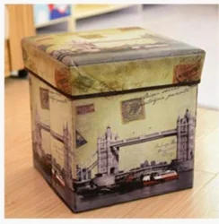 Складной ящик для хранения с флагом Великобритании, США, Америки, подставка для табурета, украшение для дома, многофункциональный нетканый Ретро оттоманка для хранения