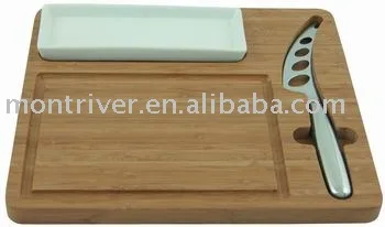 
Bamboo Cheese Cutting Board With Cracker Plate 