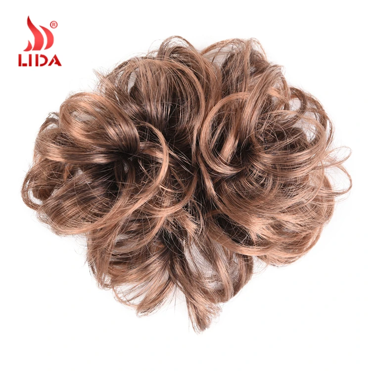 
Lida Curly Chignons Elastic Scrunchies Bun Ribbon Updo Clip In Hairpieces Blonde Brown Chignon bun 