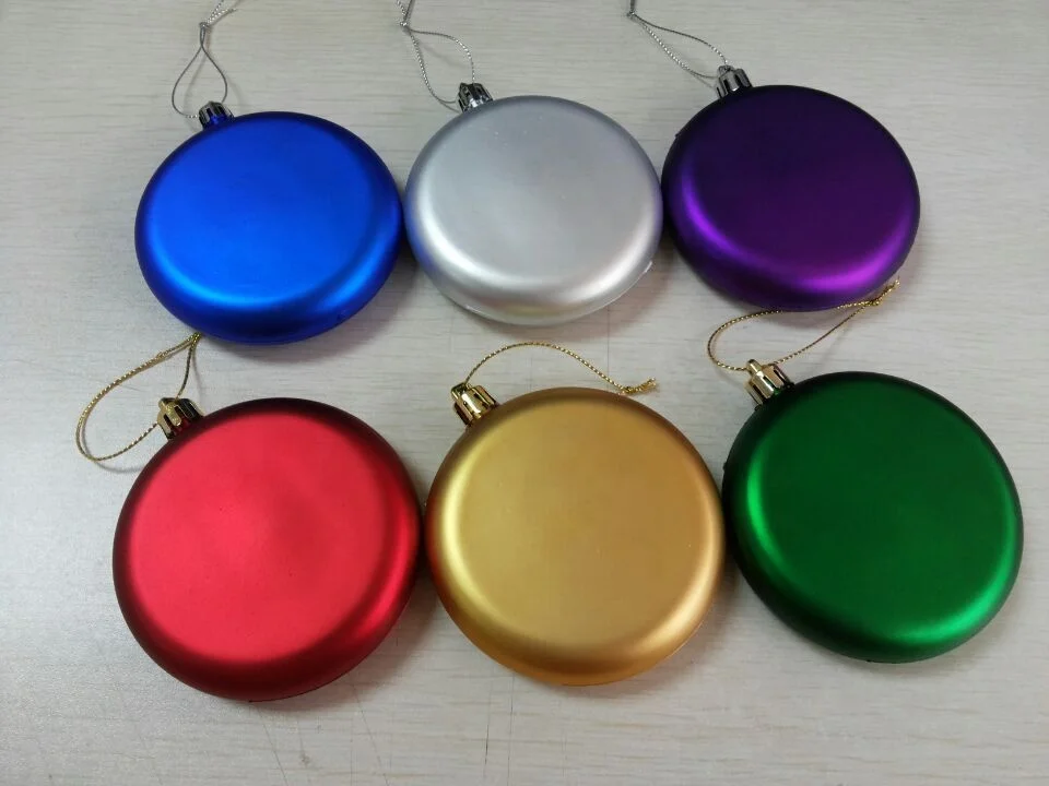 Hot Selling Shatterproof Hanging Plastic Christmas Round Flat Ball