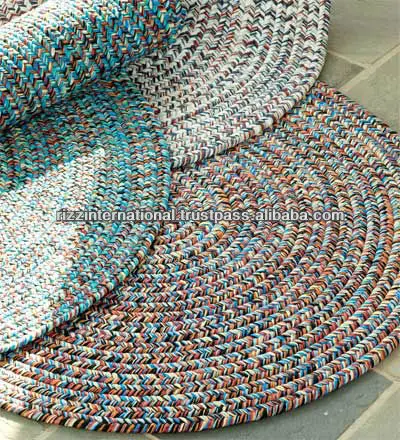 Оптовая продажа современные плетеные коврики для фермерского дома хлопковый моющийся коврик ручной работы