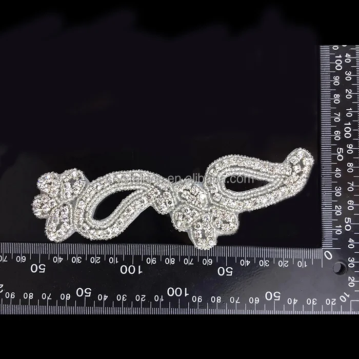
Bridal dress hot fix rhinestone applique, rhinestone beaded iron on patches for dance dress 