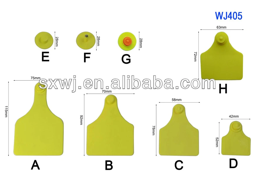 WJ405-BF Veterinary cow blank ear tag tracking security ear tags