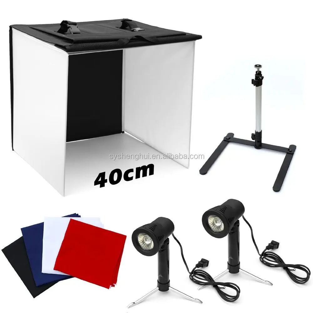 
Portable 40cm Mini Photo Studio Lighting Kit Tent With 2pcs Softbox 40cm 