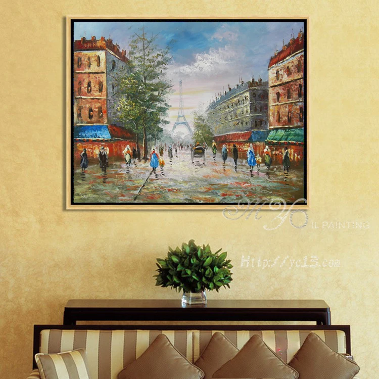 50% off Existing samples Paris street scenery hand painted Wall Pictures painting ZQ-184