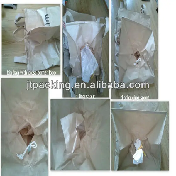 
1000kg 1.5 tons Flat Bottom Option (Discharge) and Top Fill Spout Top Option (Filling) fibc bulk bag specifications 
