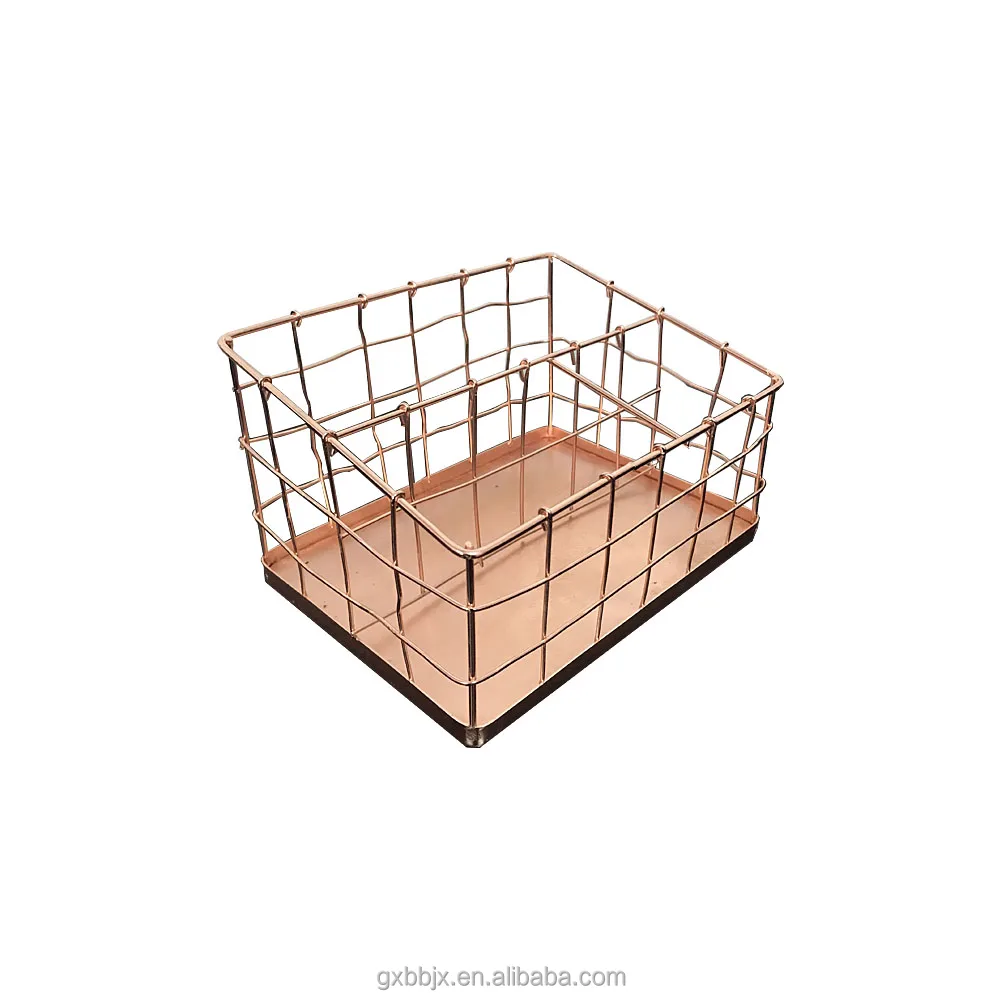 China Guangxi factory direct sale cheap rose gold or white make up holder storage basket with three slots
