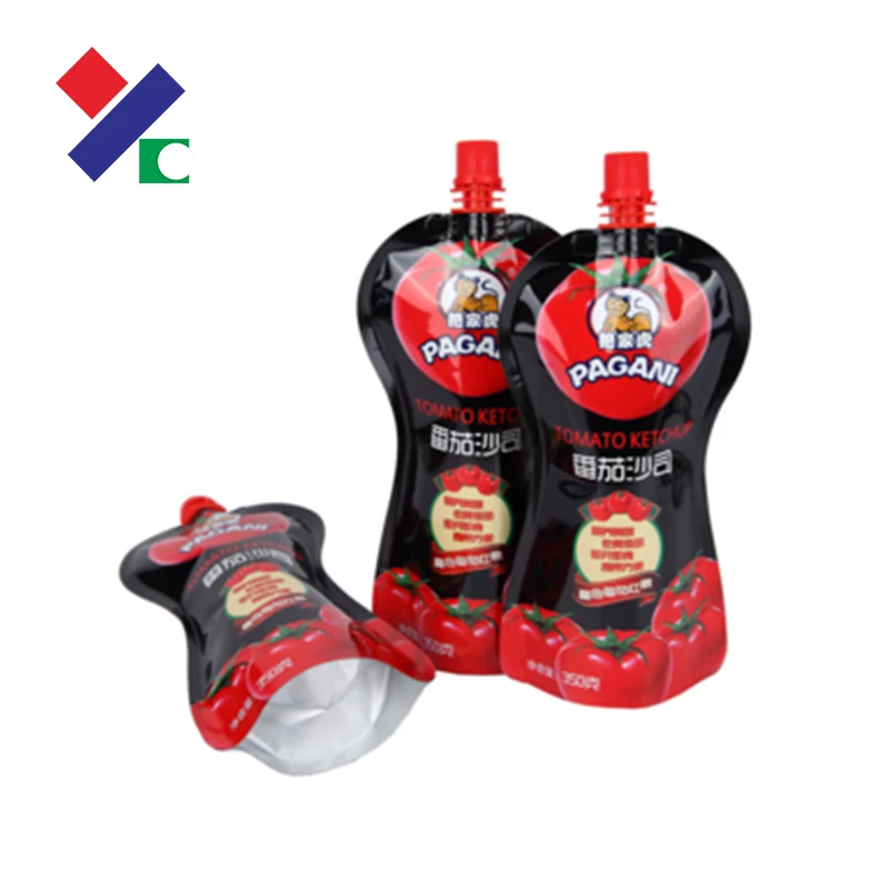 Professional design custom standing plastic spout pouch packaging for chilli sauce