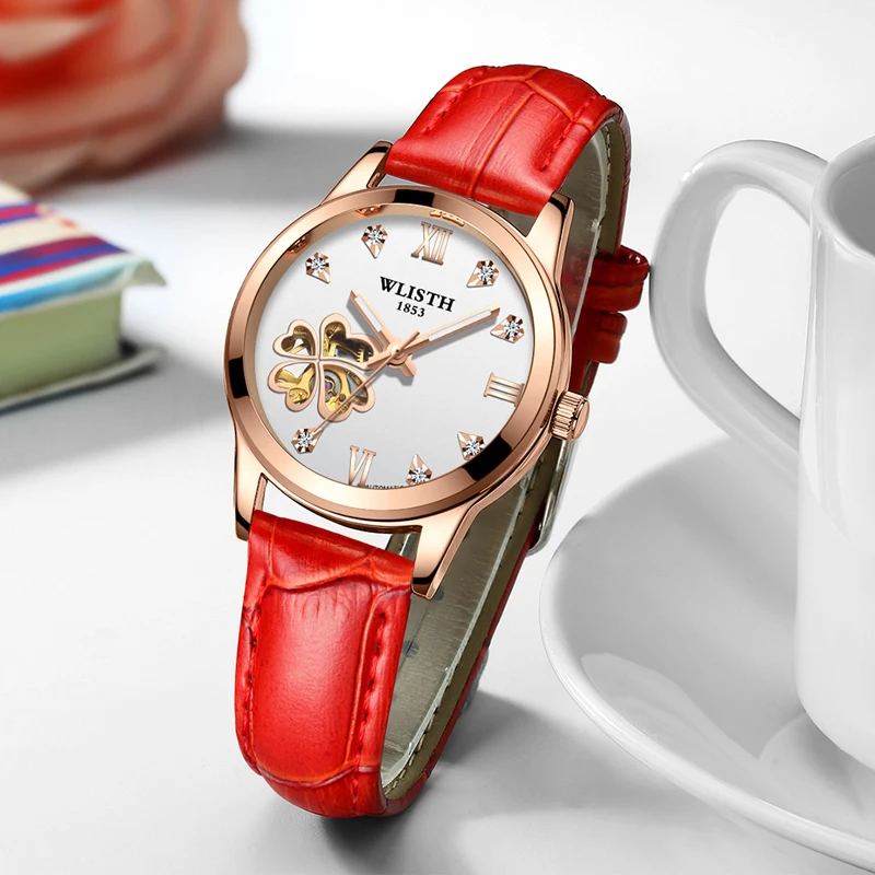 Custom logo luxury women watch leather fashion wristwatches mechanical watches