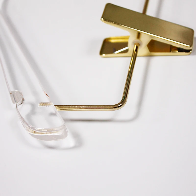 Wholesale clear acrylic coat pants hangers with 2 golden clips custom size logo printing