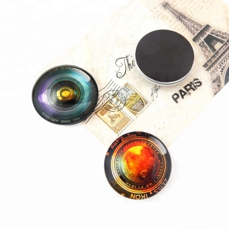 Wholesale customized hot sale round fridge magnets evil eye beads camera glass magnet fridge