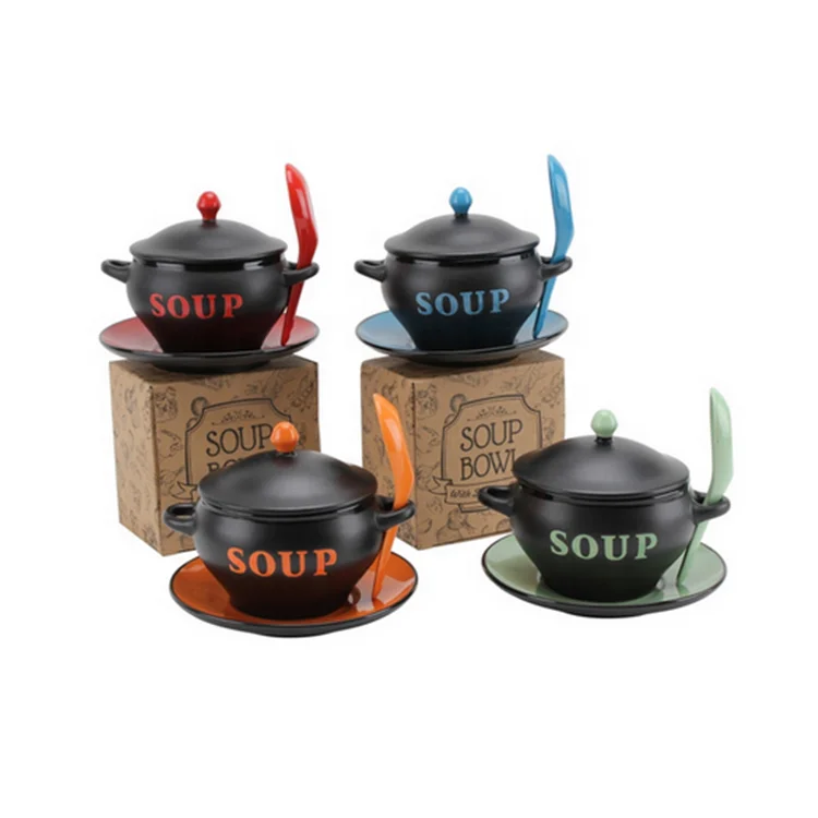 Hot selling Matte glazed hotel microwave japanese miso porcelain novelty funny soup bowl with cover