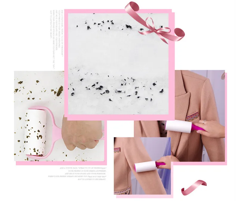 customized LOGO supermarket promotion  sticky rollers+1 handle popular sticky adhesive cleaning pet lint roller set
