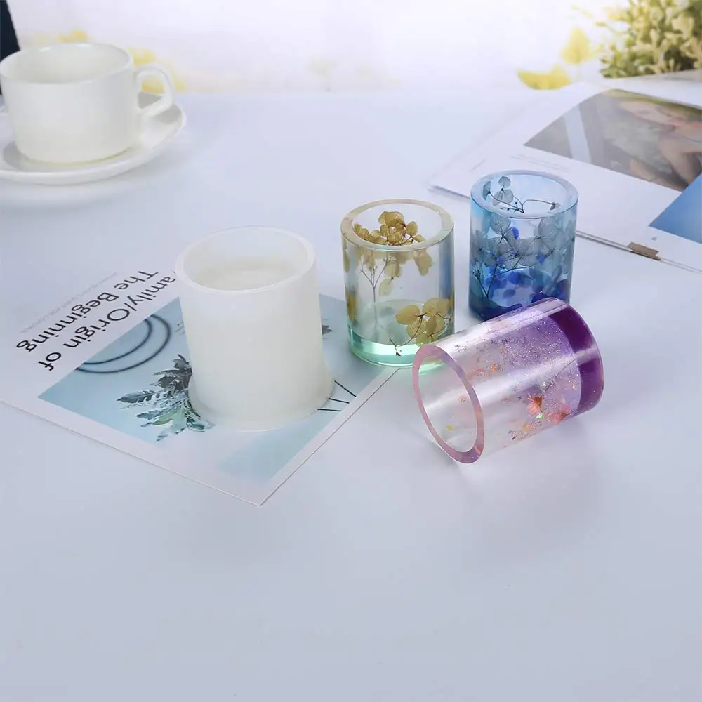 2 Pack Pen Holder Molds Square Round Resin Flower Pot Mold Durable Silicone Molds For Concrete Planter Craft