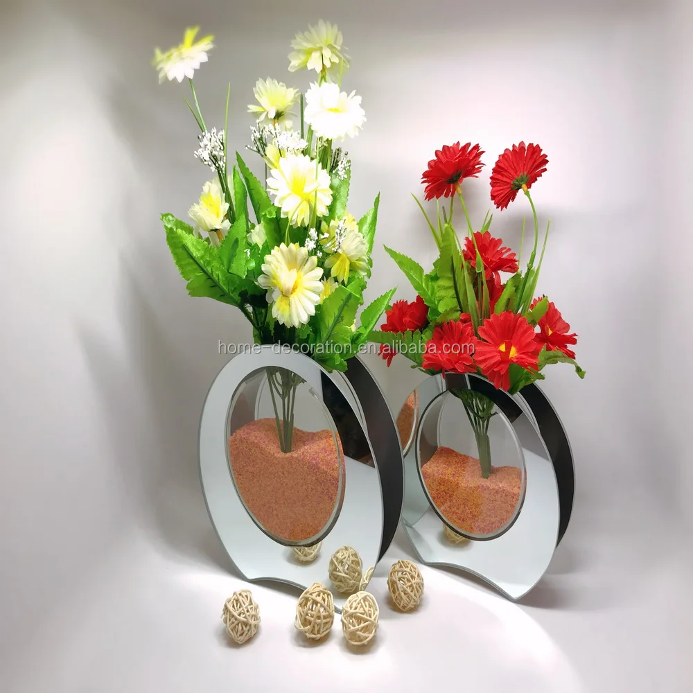 flat round glass vase for flowers made in China