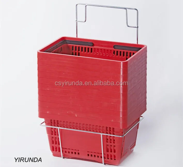 2022 Wholesale durable plastic supermarket  baskets with wheels