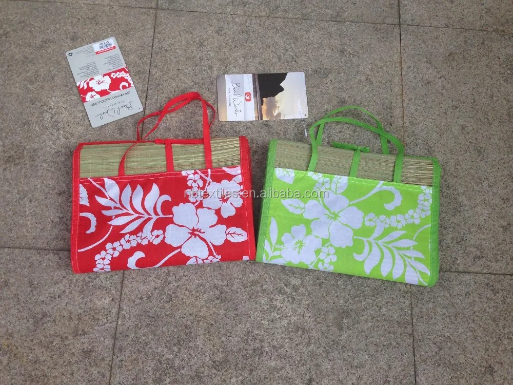 Outdoor straw matting floor,folding beach straw mat