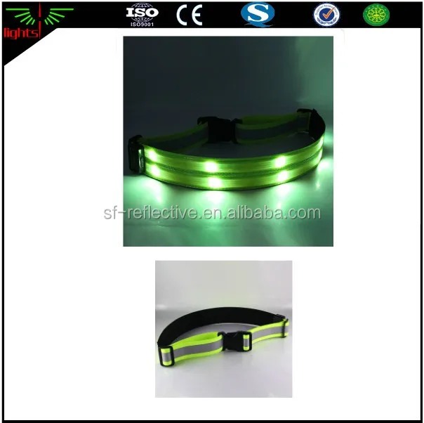 usb led rechargeable luminous adjustable reflective outdoor running cycling sports safety flashing light up elastic waist belt
