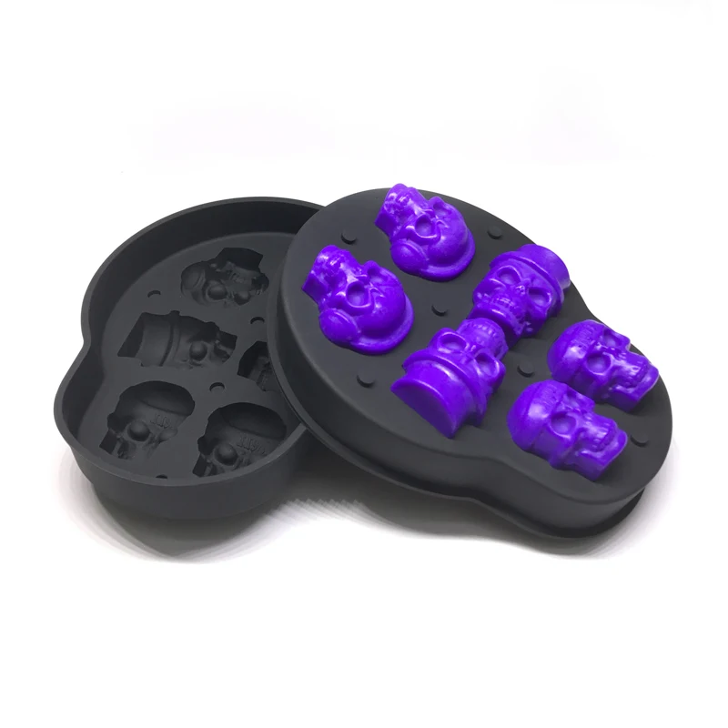 Custom silicone 6 cavity 3d skull ice cube tray soap mold silicone epoxy resin mould