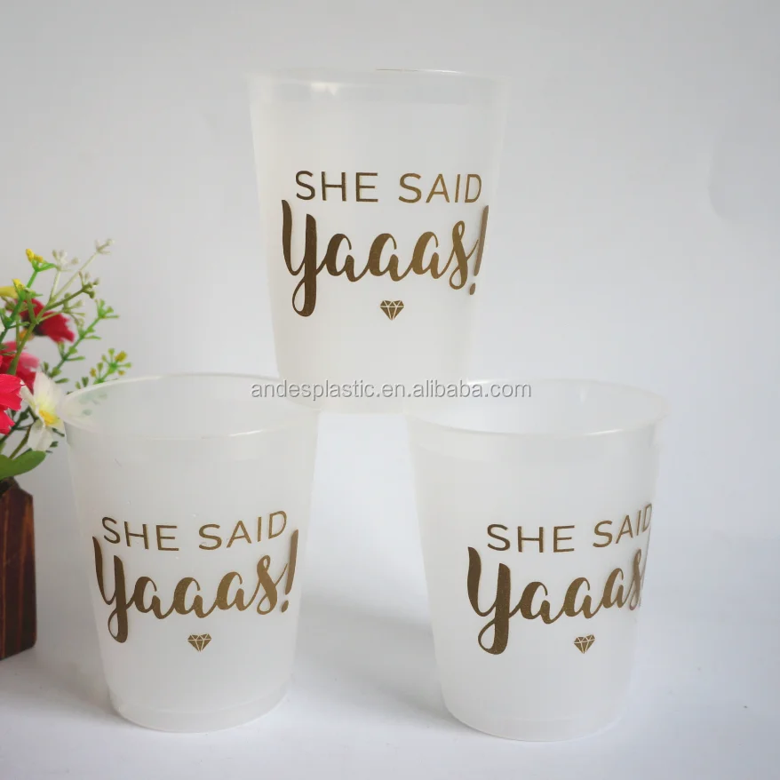 personalized plastic flex 16oz wedding cups frosted cups