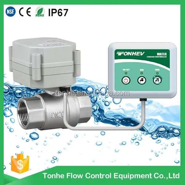 wireless control water leaking detection system with 3/4' brass motorized valve