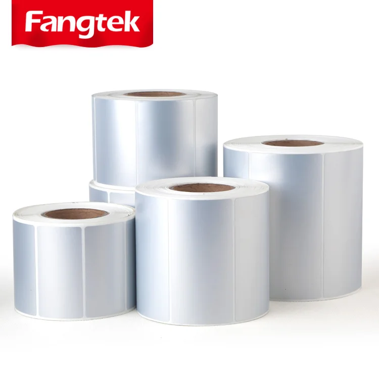 Hard to scratch metallised pet silver barcode pvc label sticker 60x40mm