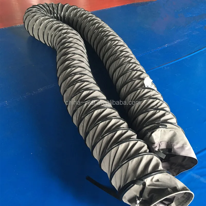 12 Inch Gray Coated Fabric Fire Retardant and Heat Resistant air Sewn Ducting