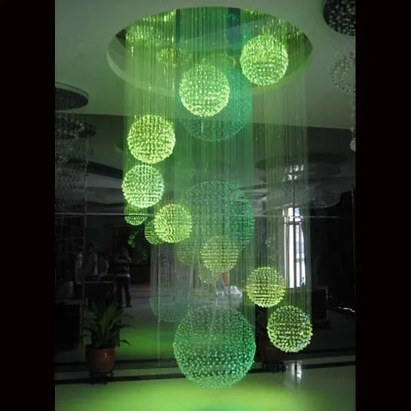 1.2m Villa Hall Chandelier RGB changeable, 11 balls spiral effect crystal chandelier