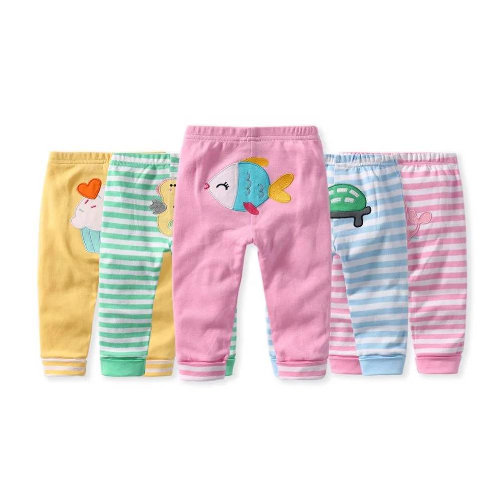 
Factory custom Wholesale Autumn Winter Applique Patch Super Soft Organic Cotton Long Pants for Baby 