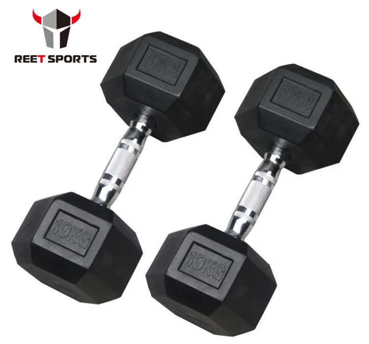 Wholesale high quality commercial rubber coated cast iron dumbbells