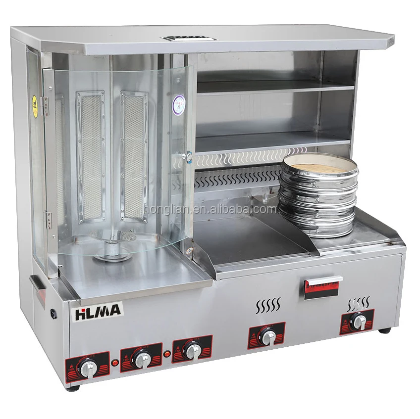 Gas pork Rotisserie with Griddle and Fry