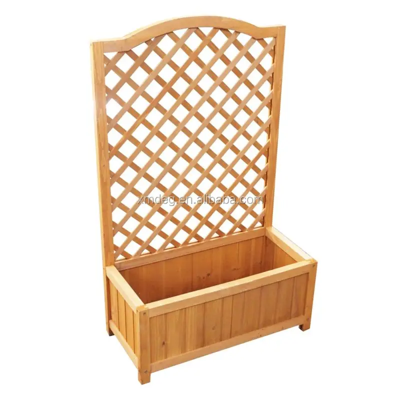 
Wooden Rectangle Planter with Lattice Trellis 