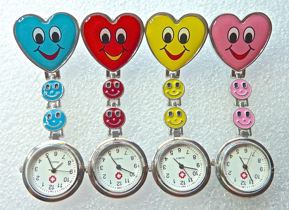 Симпатичные медсестринские часы с лицом улыбки и сердцем, новая модель, бесплатная доставка